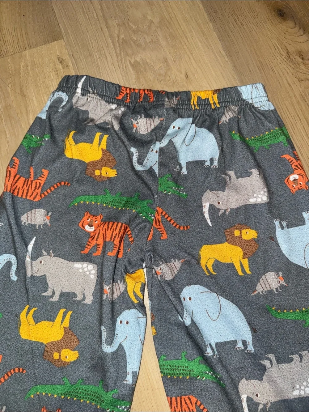 Kids Grey Animal Print Pajama Pants - Blue, Orange, Yellow, Green